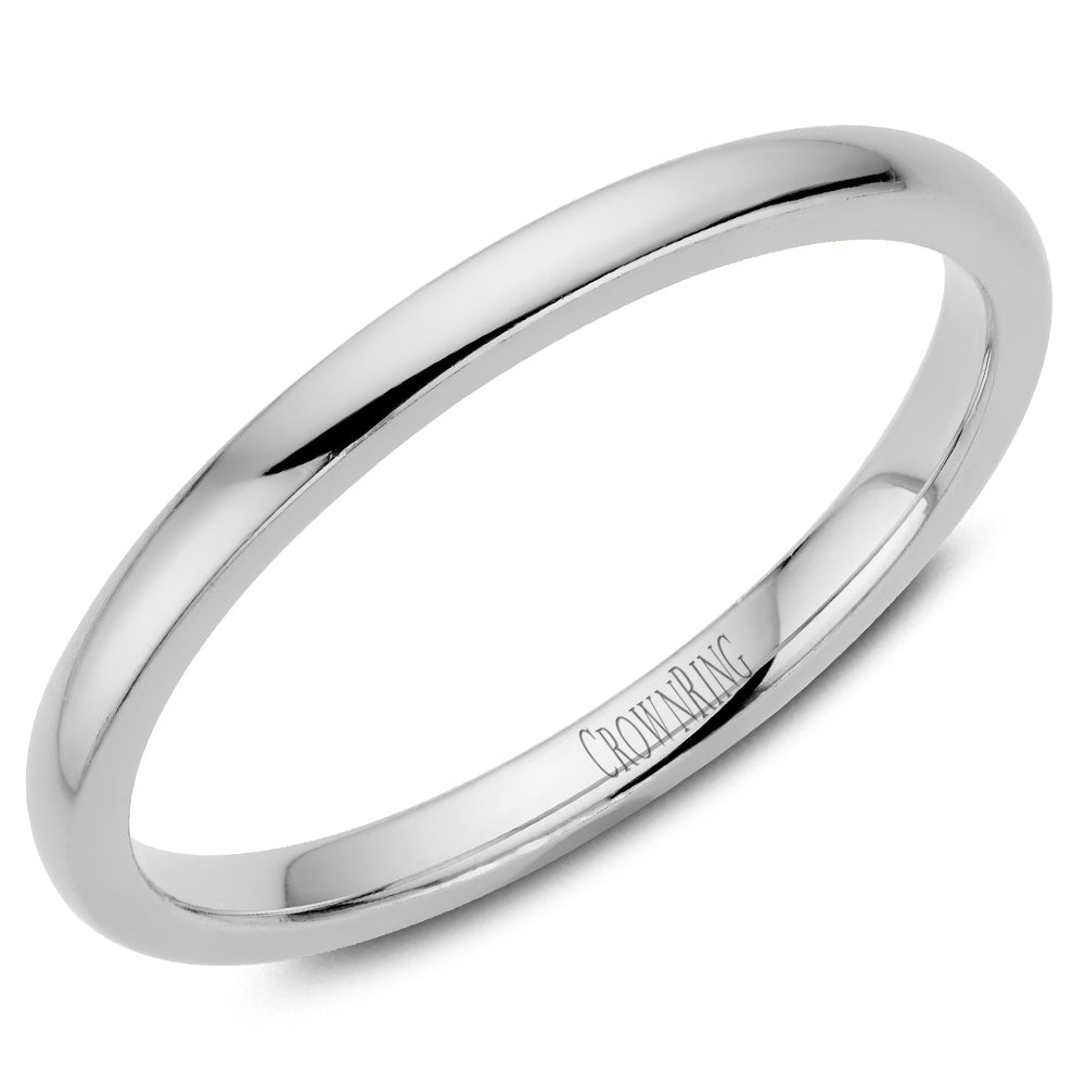 Women's Traditional 14K White Gold Wedding Band - CROWNRING