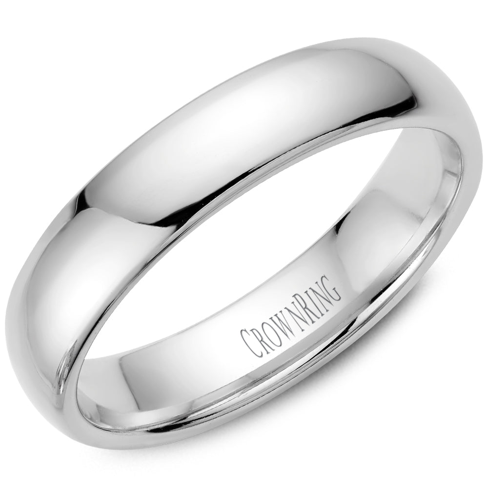 Traditional White Gold Men's Wedding Band - CROWNRING
