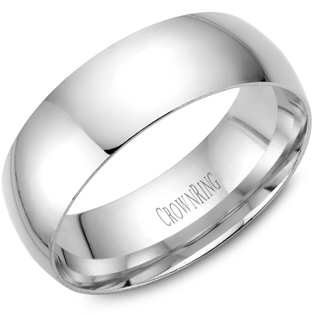 Traditional White Gold Men's Wedding Band - CROWNRING