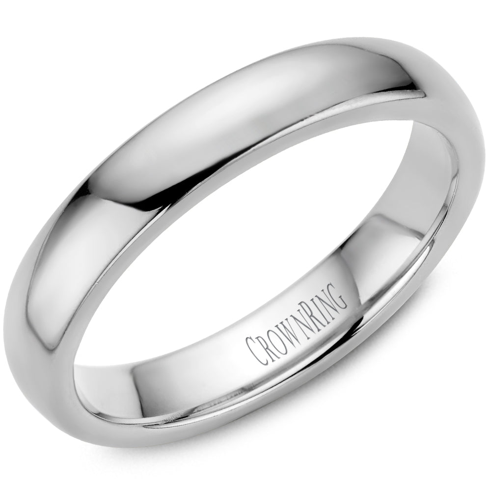 Men's Traditional White Gold Wedding Band - CROWNRING