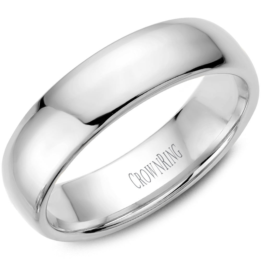 Men's Traditional White Gold Wedding Band - CROWNRING