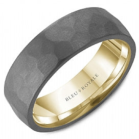 Men's 14K Yellow Gold & Grey Tantalum Wedding Band - CROWNRING