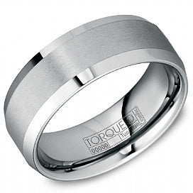 Men's Grey Tungsten Carbide Wedding Band - CROWNRING