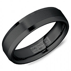 Men's Black Tungsten Carbide Wedding Band - CROWNRING