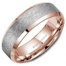 White and Rose Gold Men's Wedding Band - CROWNRING