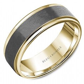 Men's 14K Yellow Gold & Grey Tantalum Wedding Band - CROWNRING