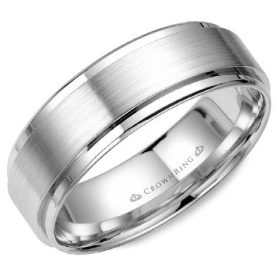 Men's 10K White Gold Wedding Band - CROWNRING