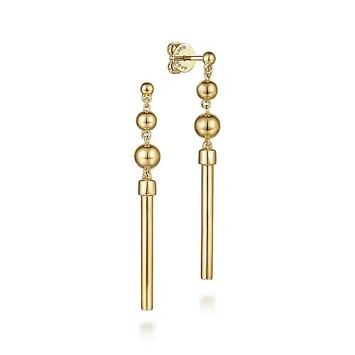 14K Yellow Gold Bujukan Drop Earrings - GABRIEL BROS, INC