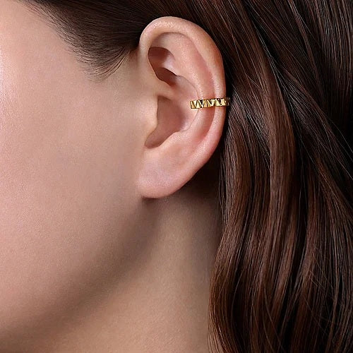 14K Yellow Gold 15mm Spike Hoop Earcuff - GABRIEL BROS, INC