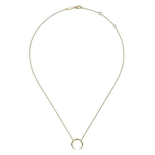 14K Yellow Gold Crescent Moon Pendant Necklace - GABRIEL BROS, INC