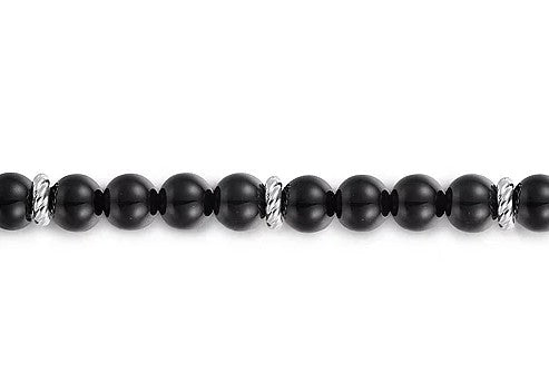 Sterling Silver and 6mm Black Onyx Beaded Bracelet - GABRIEL BROS, INC