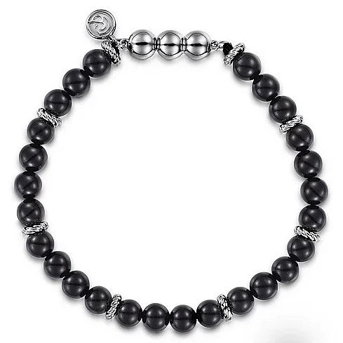 Sterling Silver and 6mm Black Onyx Beaded Bracelet - GABRIEL BROS, INC