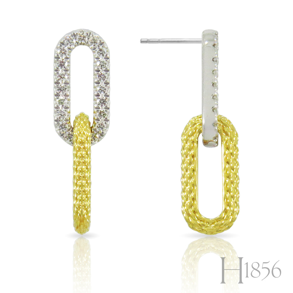 Paperclip Braid Drop Earrings with Diamonds - BIXLERS