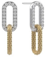Paperclip Braid Drop Earrings with Diamonds - BIXLERS