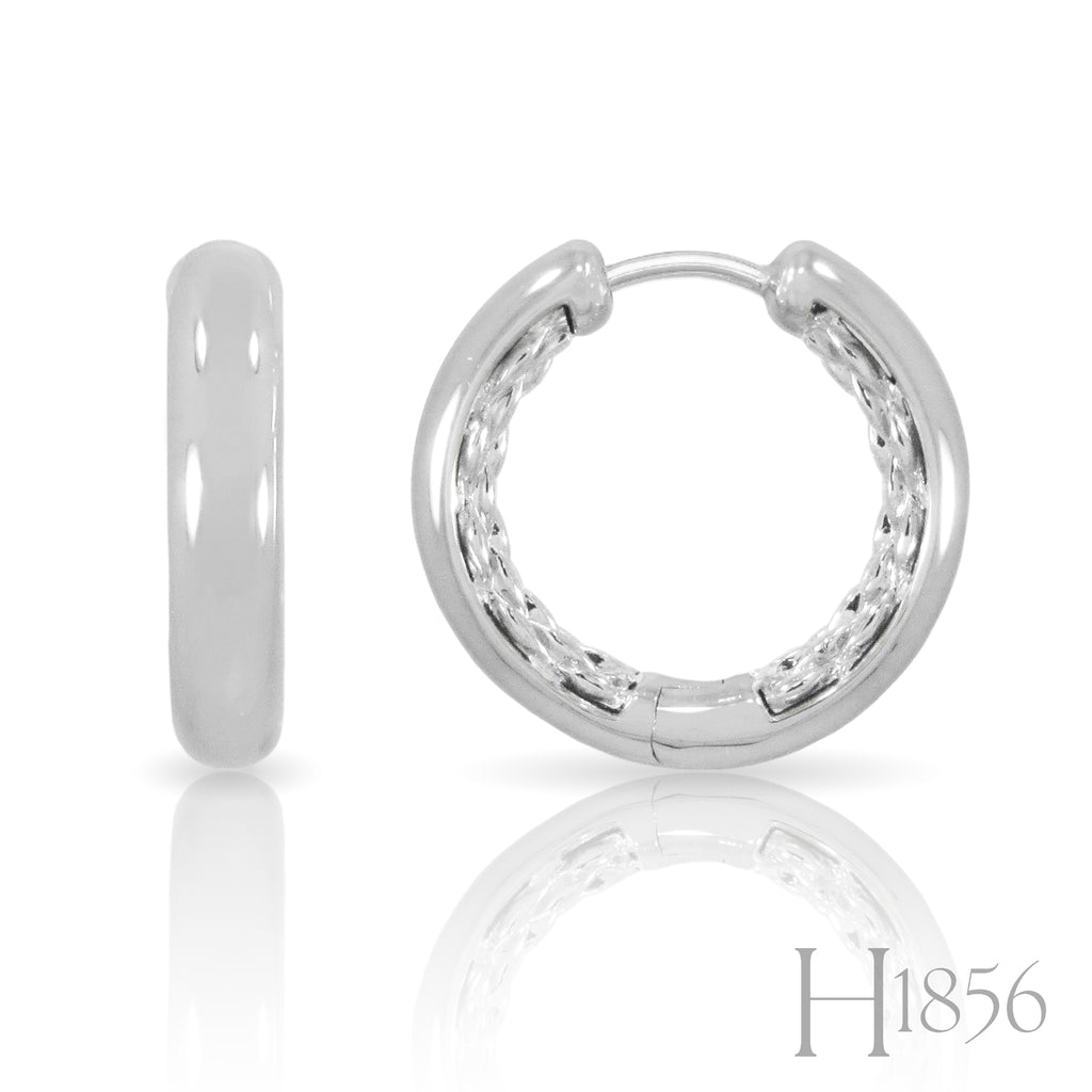 Sterling Silver Polished Hoop with Inner Braid - BIXLERS