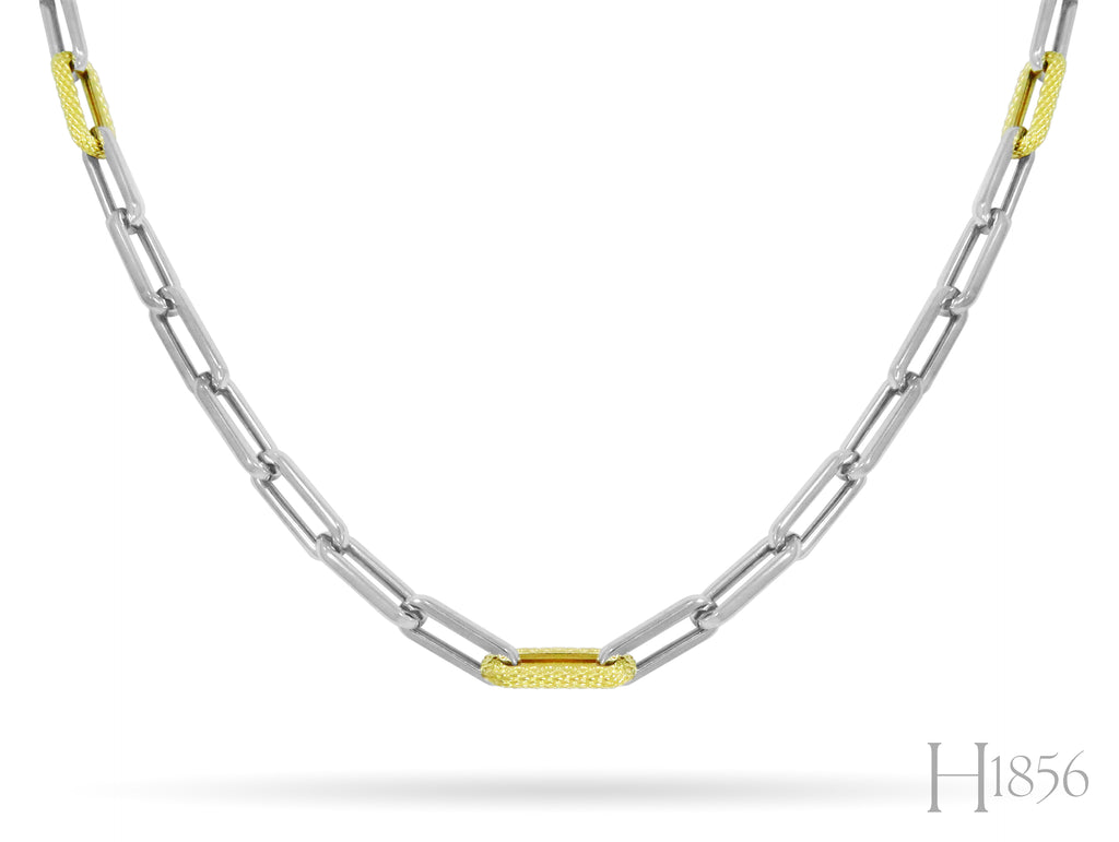 Sterling Silver Paperclip Chain with 4 Braided Stations - BIXLERS