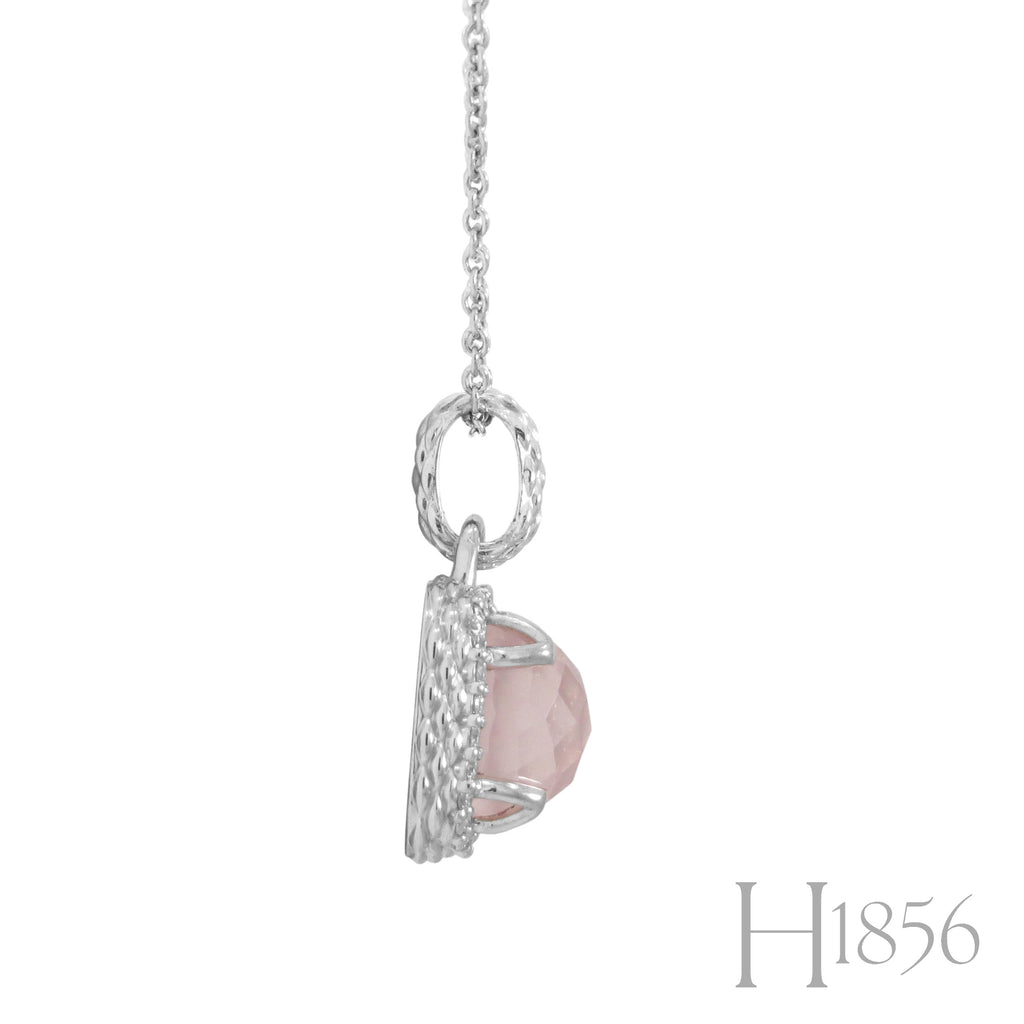 Sterling Silver Rose Quartz Braided Necklace - BIXLERS