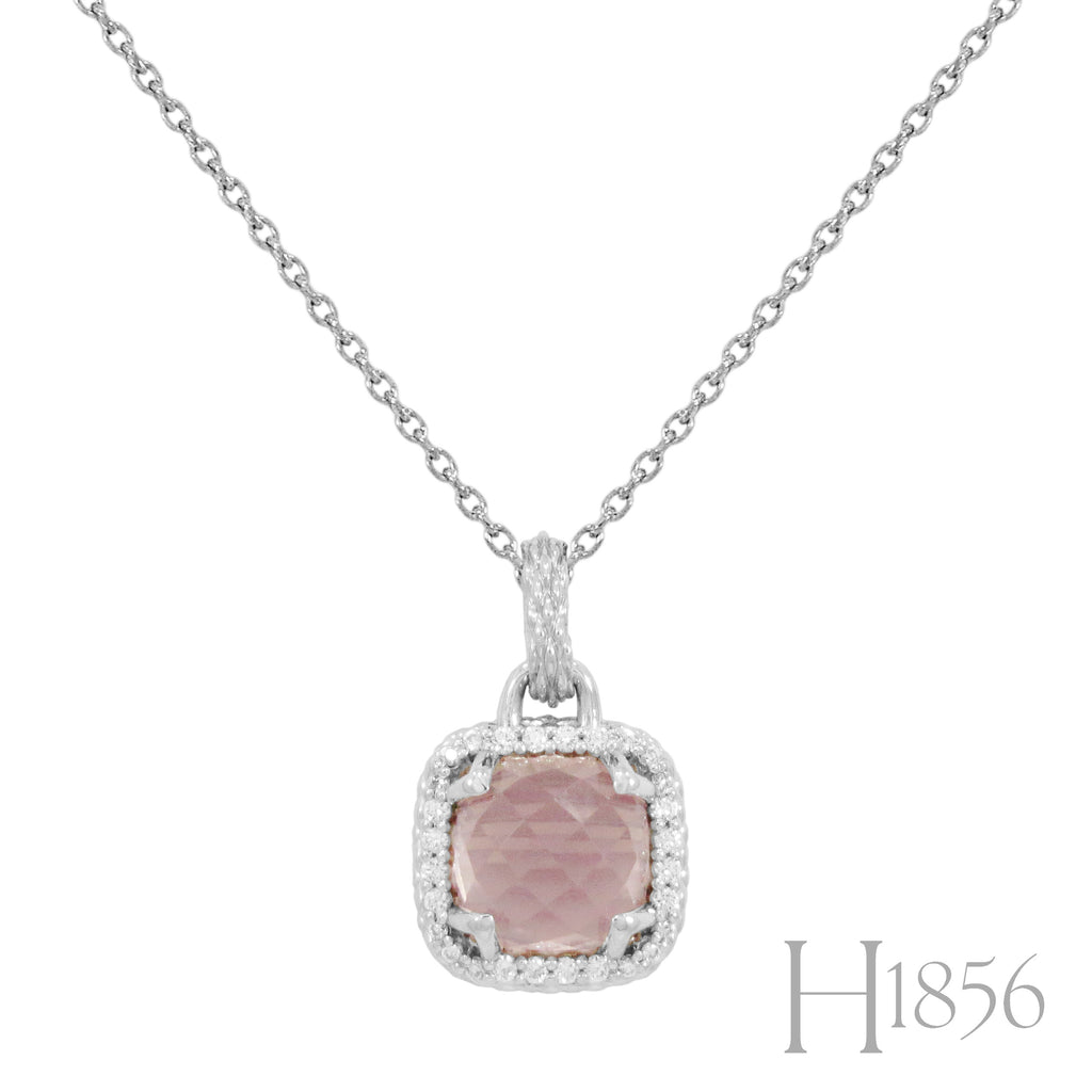 Sterling Silver Rose Quartz Braided Necklace - BIXLERS