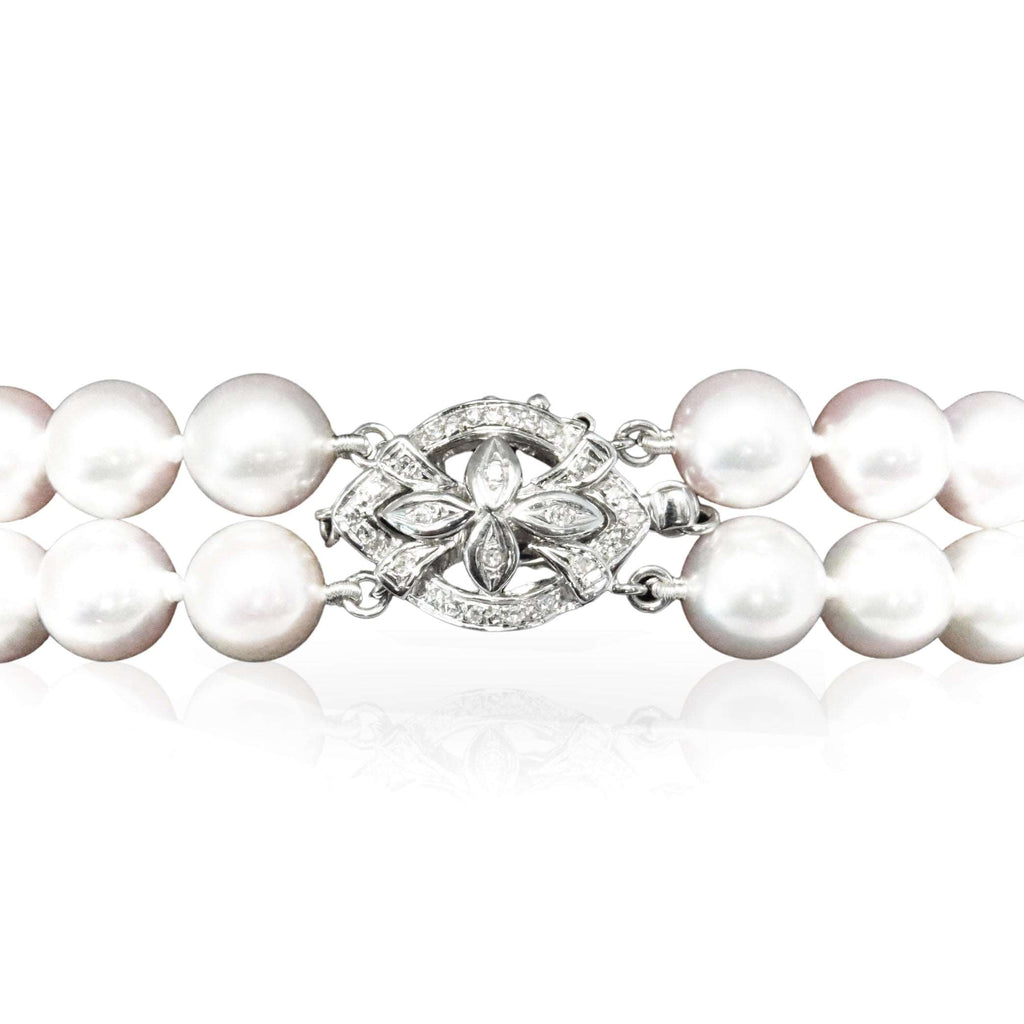 Diamond And Akoya Pearl Double Strand Bracelet - CHEN INTERNATIONAL TRADING CO