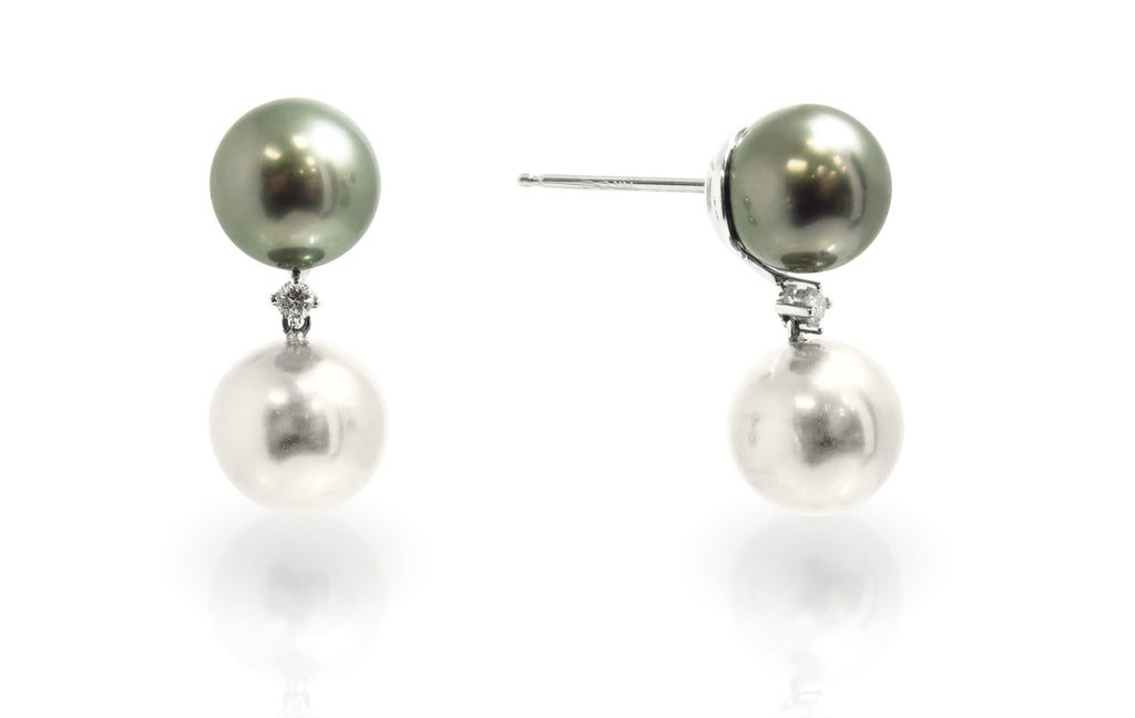 Tahitian Pearl and South Sea Pearl Drop Earrings - CHEN INTERNATIONAL TRADING CO