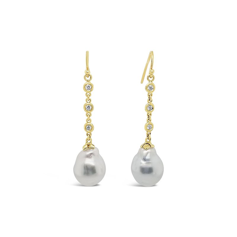 Boutique Long Drop South Sea Pearl & Diamond Earrings - RUDOLF FRIEDMANN