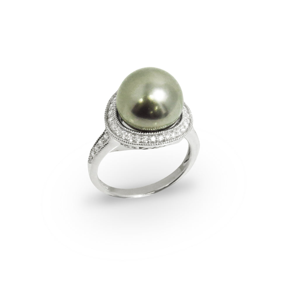 Tahitian Pearl and Diamond Ring - CHEN INTERNATIONAL TRADING CO
