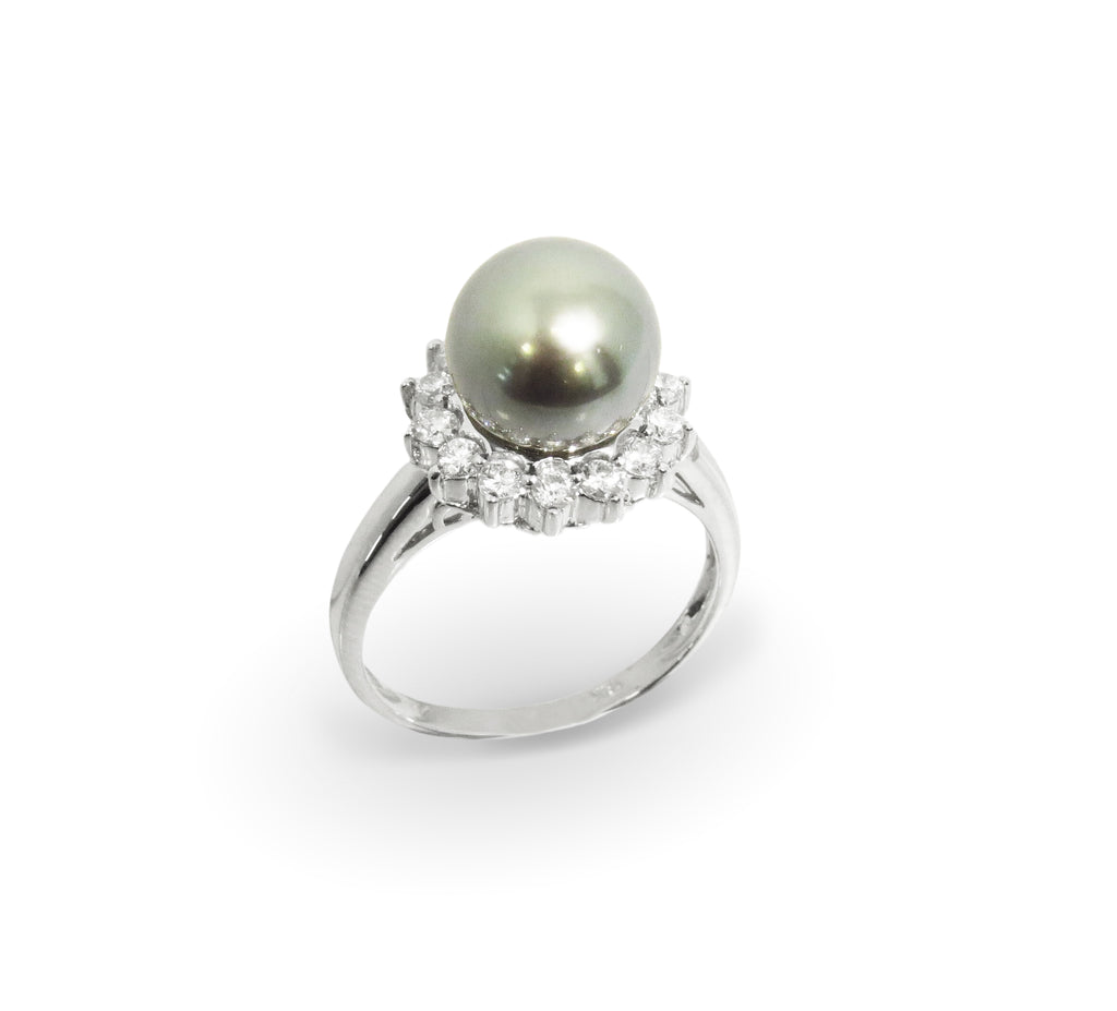 Tahitian Pearl and Diamond Ring - CHEN INTERNATIONAL TRADING CO