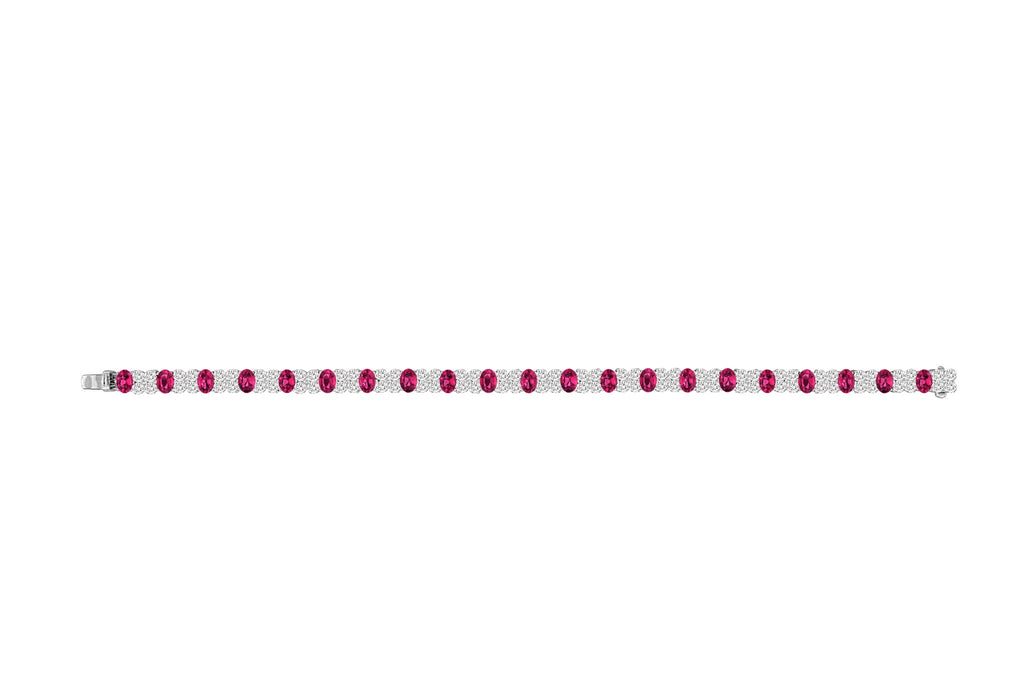 Diamond Line Bracelet with Rubies - SPARK CREATIONS INC