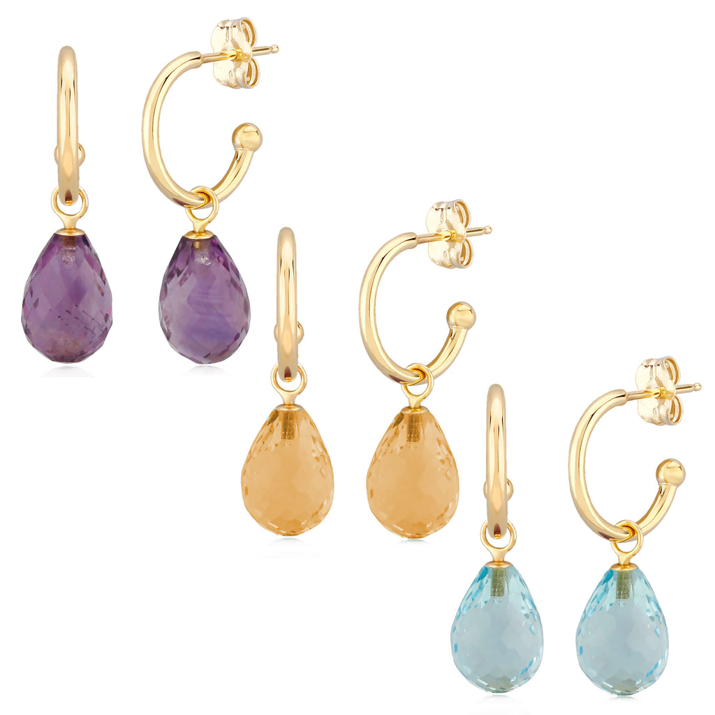 Yellow Gold and Interchangeable Colored Stone Earrings - CARLA CORPORATION
