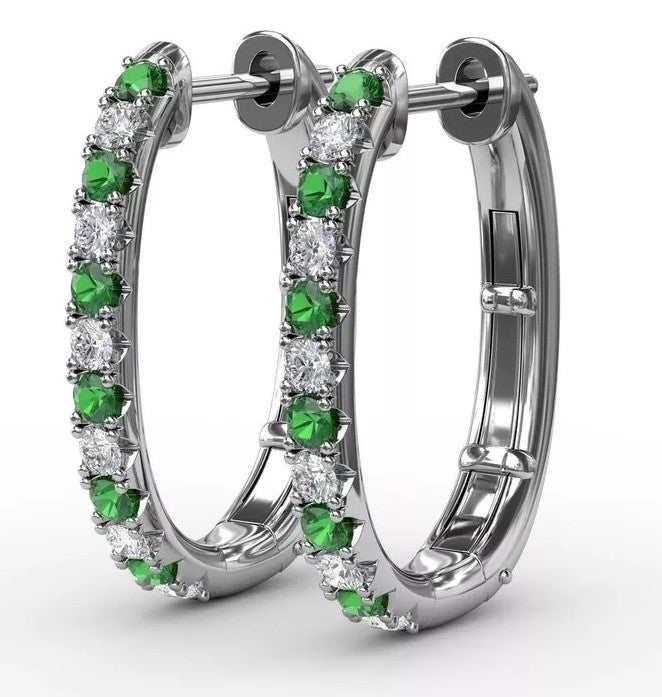 Alternating Emerald and Diamond Earrings - FANA