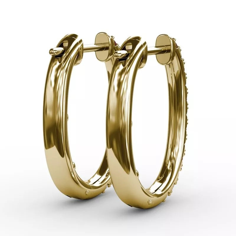 Alternating Ruby and Diamond Hoop Earrings - FANA