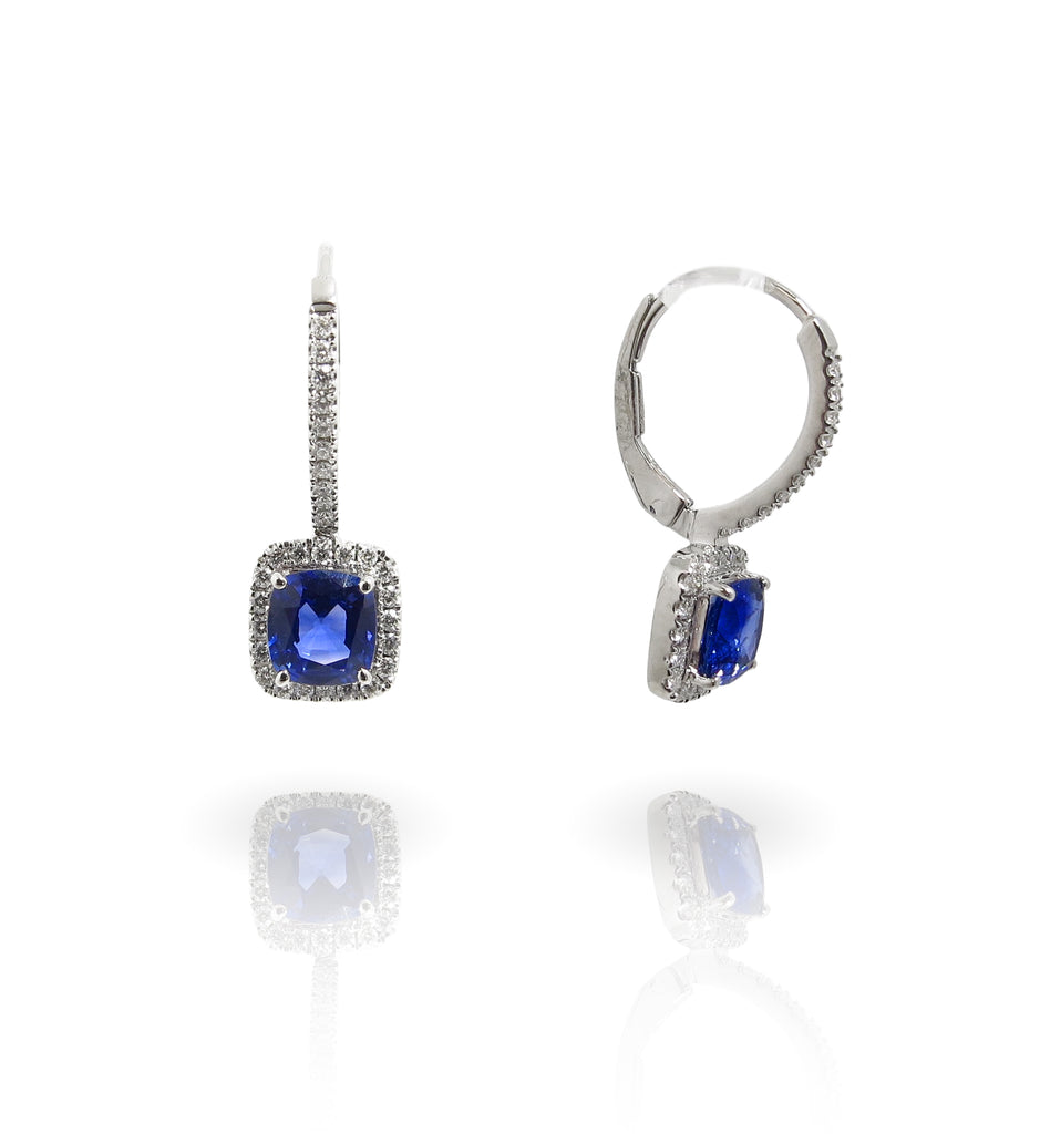 Sapphire and Diamond Drop Earrings - WILLIAM LEVINE INC