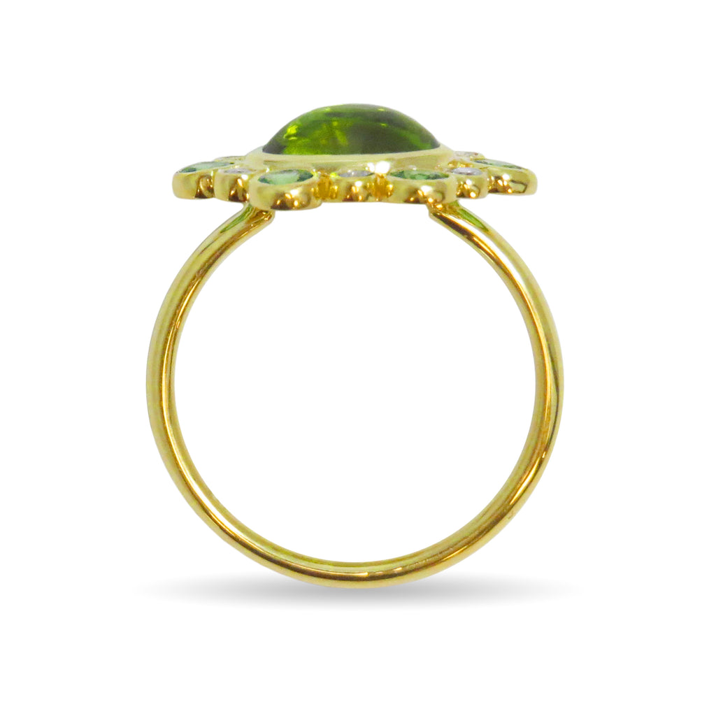 Green Peridot Tsavorite and Diamond Ring - THE MAZZA COMPANY