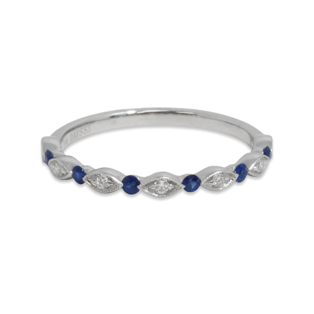 Sapphire and Diamond Wedding Band - ANDIAMOND