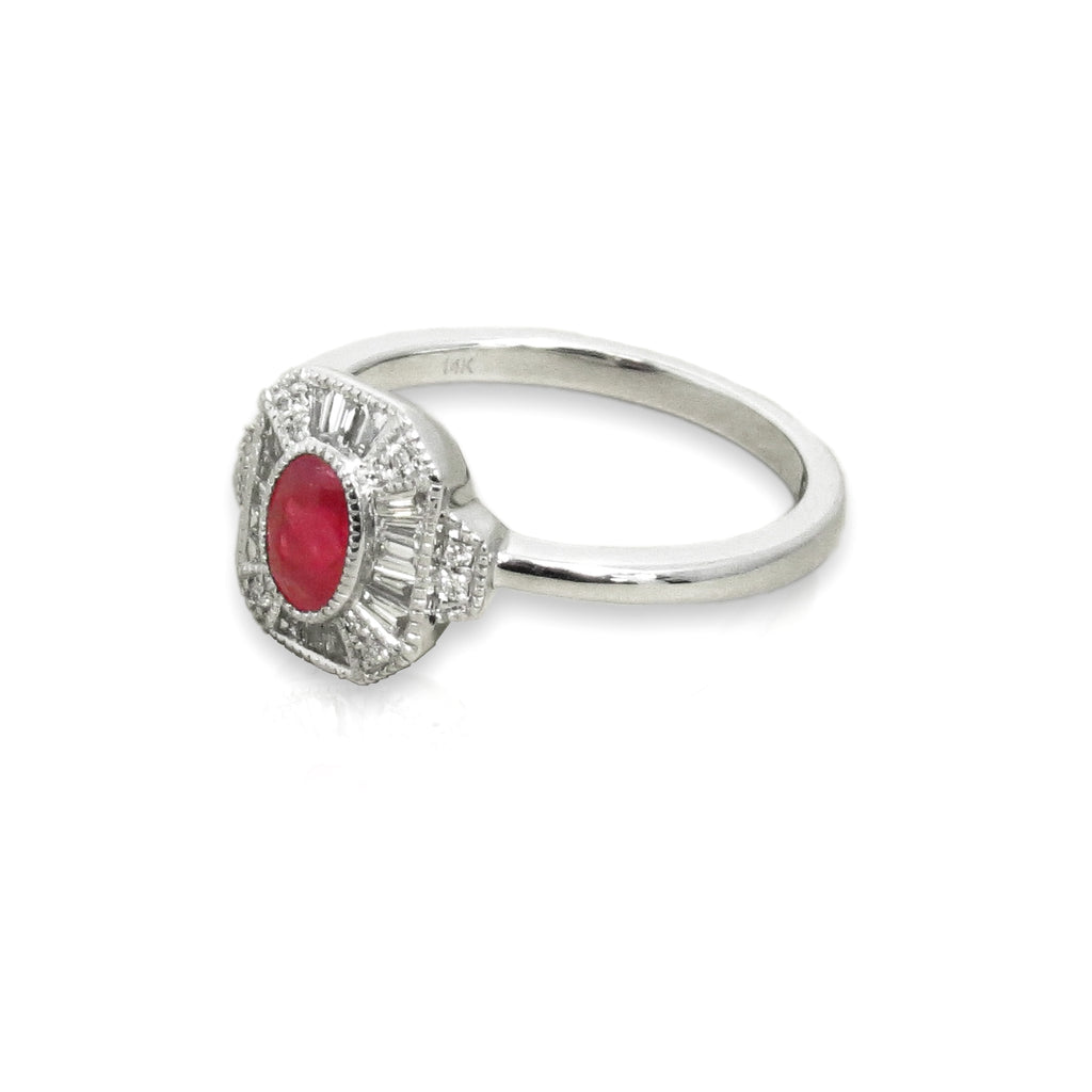 Vintage Inspired Ruby and Diamond Ring - ASBA USA INC