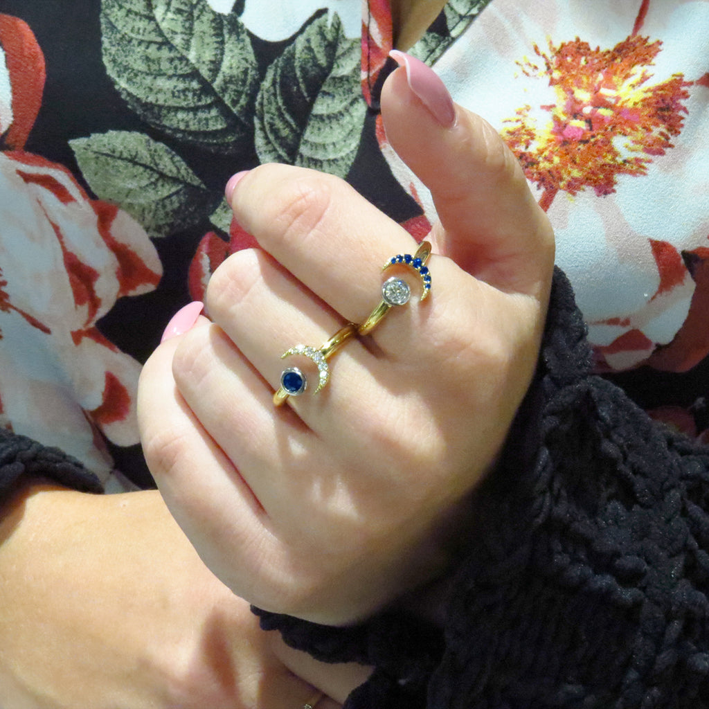 Open Ring with Sapphire and Diamond - BIXLERS