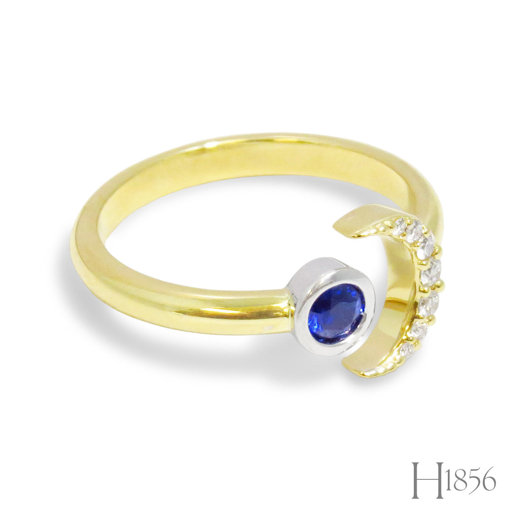 Open Ring with Sapphire and Diamond - BIXLERS