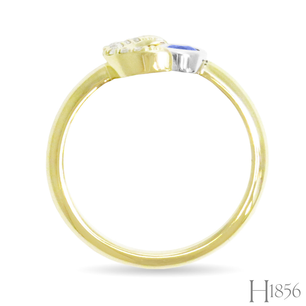 Open Ring with Sapphire and Diamond - BIXLERS