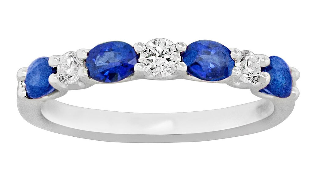Blue Sapphire Oval Diamond Band - SPARK CREATIONS INC