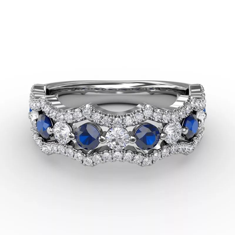 "Endless Romance" Sapphire and Diamond Wave Ring - FANA