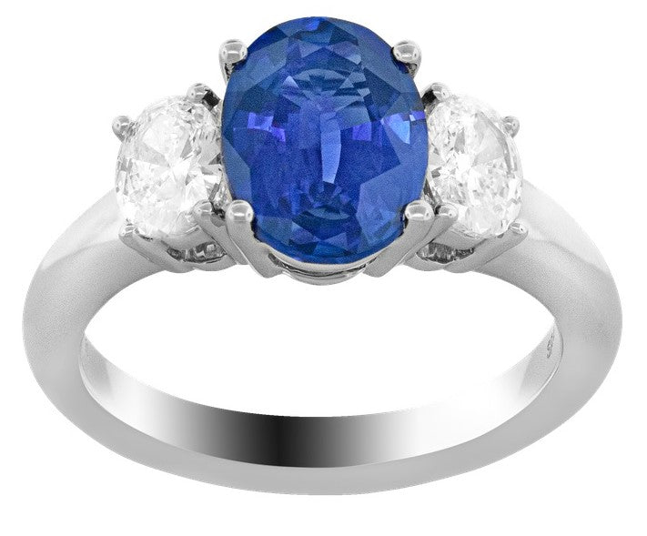 Oval Sapphire & Diamond Ring - SPARK CREATIONS INC