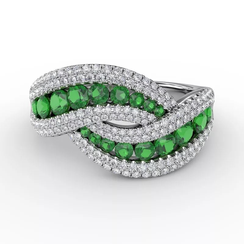 "Intertwining Love" Emerald and Diamond Ring - FANA