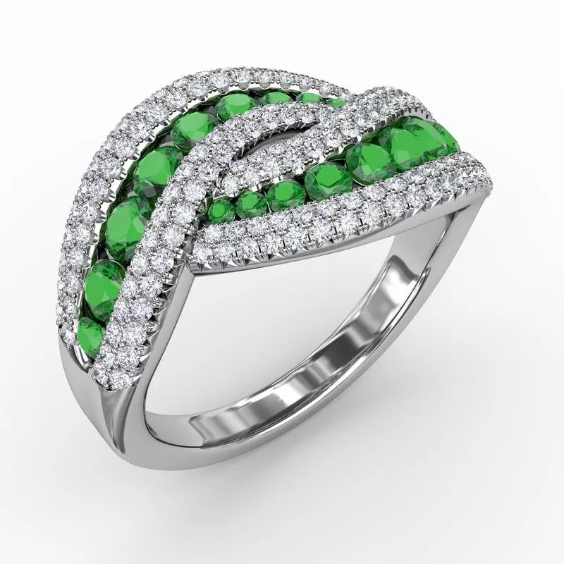 "Intertwining Love" Emerald and Diamond Ring - FANA