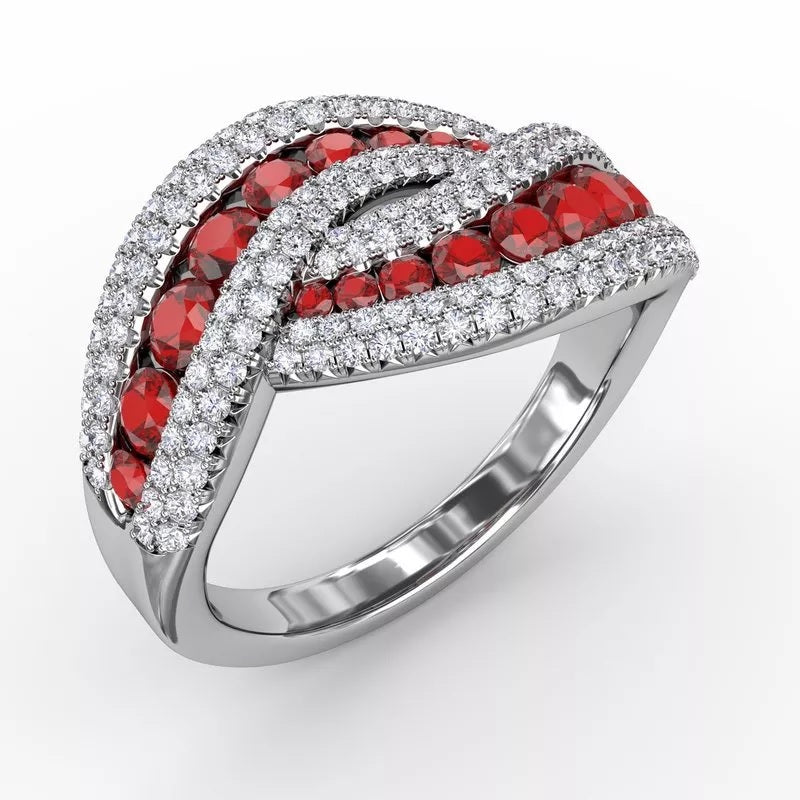 "Intertwining Love" Ruby and Diamond Ring - FANA