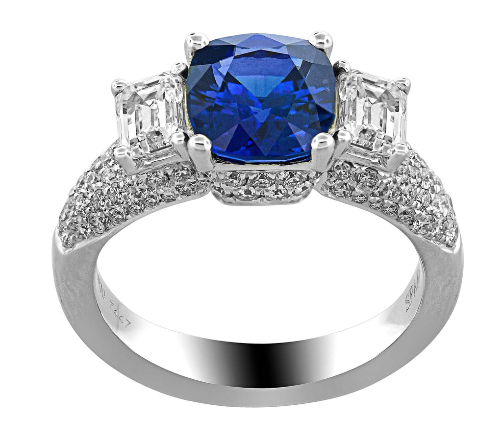 Blue Sapphire and Diamond Ring - SPARK CREATIONS INC
