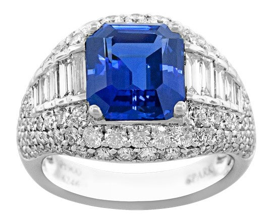 Blue Sapphire and Diamond Ring - SPARK CREATIONS INC