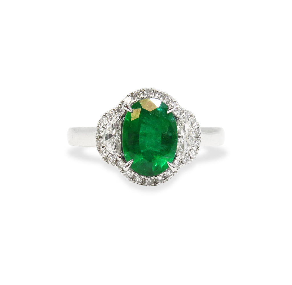 Diamond and Emerald Ring - WILLIAM LEVINE INC