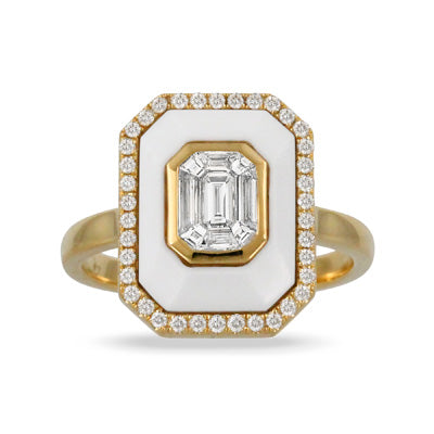 WHITE AGATE AND DIAMOND RING - DOVE'S JEWELRY DESIGN