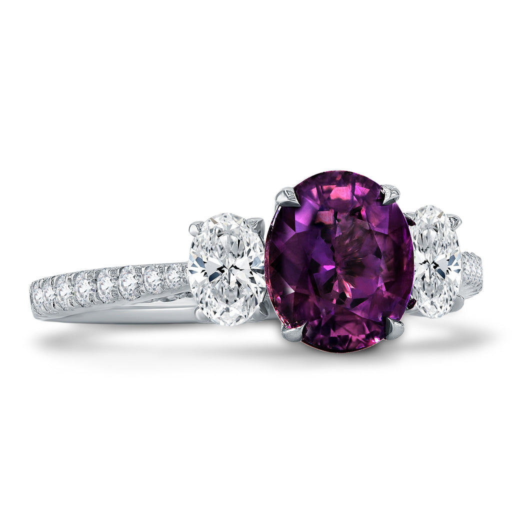 Oval Purple Sapphire and Diamond Ring - VIP GEM & JEWELRY INC