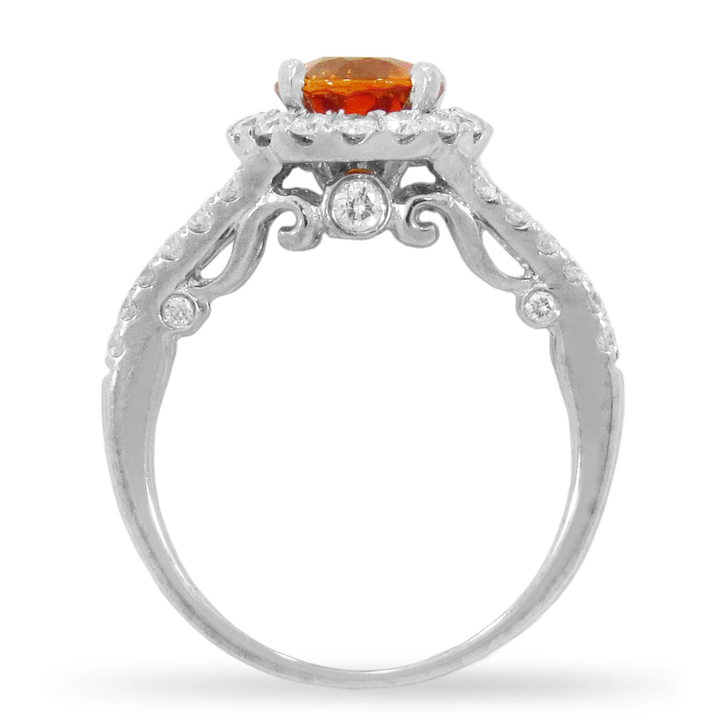 Orange Garnet Diamond Ring - INH